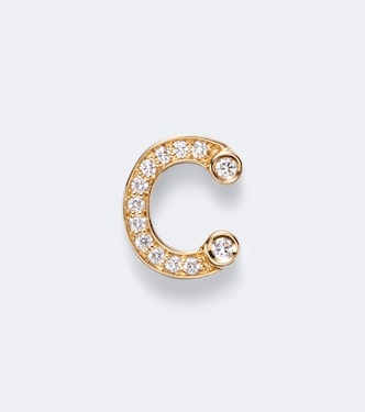 Initial Petite C 18kt gold single earring with diamonds | Sophie Bille Brahe
