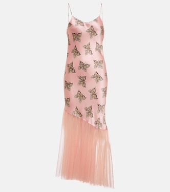 Robe imprimée en satin de soie et tulle | Rodarte