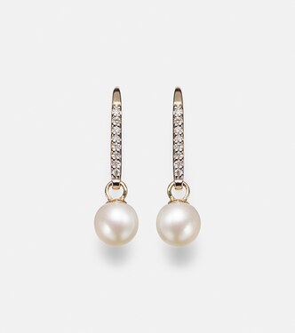 Boucles d'oreilles en or 14 ct, diamants et perles | Mateo