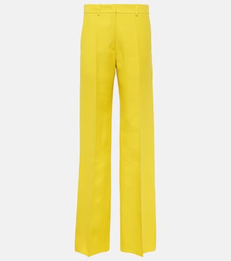 Pantalon droit à taille haute en Crêpe Couture | Valentino