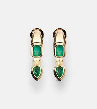 Bypass 18kt gold earrings with emeralds | Shay Jewelry