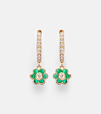 Boucles d'oreilles Flora en or 18 ct, diamants et émeraudes | Anita Ko