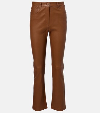 Cropped leather bootcut pants | Joseph