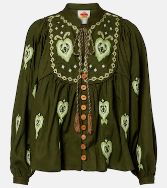 Embroidered linen-blend blouse | Farm Rio