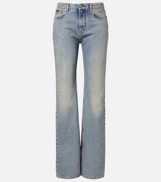 Leather-trimmed straight jeans | Dolce&Gabbana
