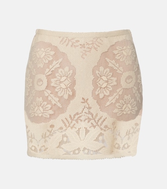 Floral cotton-blend miniskirt | Valentino