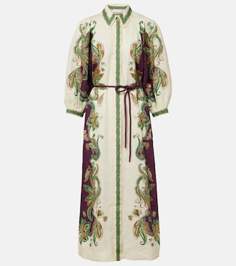 Vestido camisero Ruthie de lino estampado | Alémais