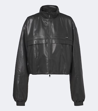 Cropped leather jacket | Prada