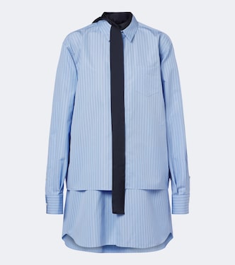 Layered striped cotton-blend poplin shirt | Sacai