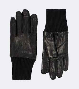Ribbed-knit leather gloves | Rick Owens