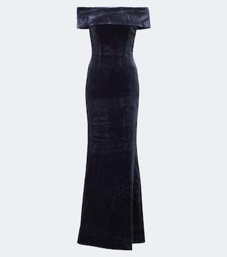 Solana off-shoulder velvet gown | Rebecca Vallance