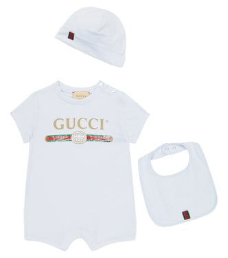 유아 - 코튼 바디수트 턱받이 모자 세트 | Gucci Kids