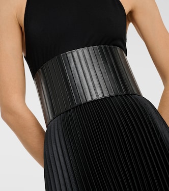 Striped corset leather belt in black - Alaia | Mytheresa