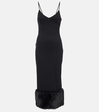 Faux shearling-trimmed midi dress | Prada