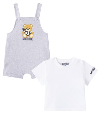 Baby Teddy Bear T-shirt and overalls set | Moschino Kids