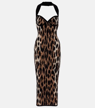 Animal-printed halterneck maxi dress | Balmain