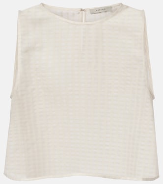 Kobe checked cotton and linen crop top | Asceno