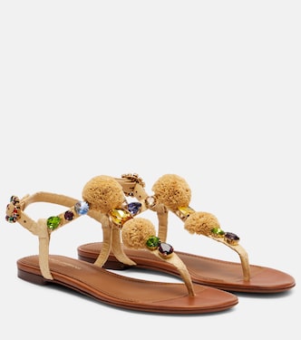Sandalias de efecto rafia adornadas | Dolce&Gabbana