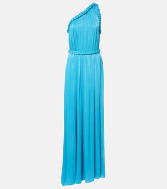 Isilda lamé georgette one-shoulder gown | Costarellos