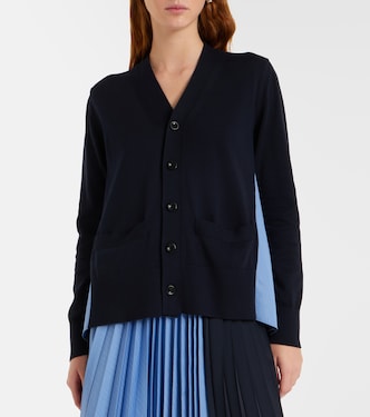 Striped cotton poplin cardigan in blue - Sacai | Mytheresa