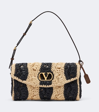 DeVain Small raffia-effect shoulder bag | Valentino Garavani