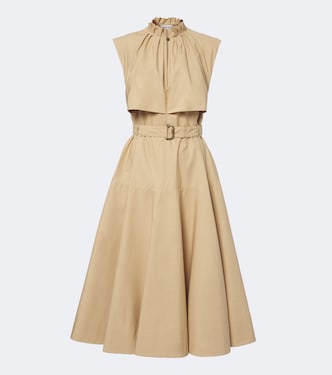 Caped cotton poplin midi dress | Burberry