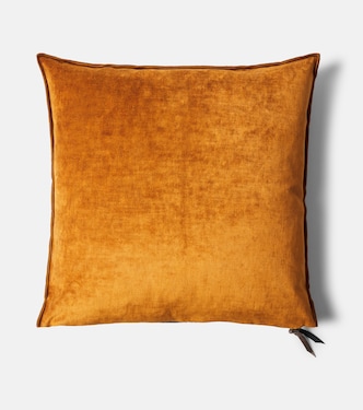 Leather-trimmed cushion | Maison de Vacances