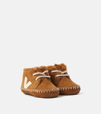 Baby shearling-lined suede booties | Veja Kids