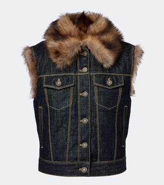 Chaleco de denim con borrego | Fendi