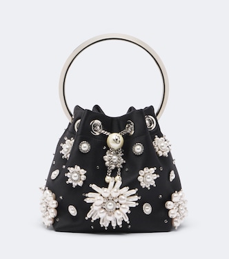 Bon Bon embellished satin bucket bag | Jimmy Choo