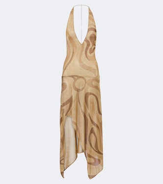 Marmo asymmetric Lurex® voile midi dress | Pucci