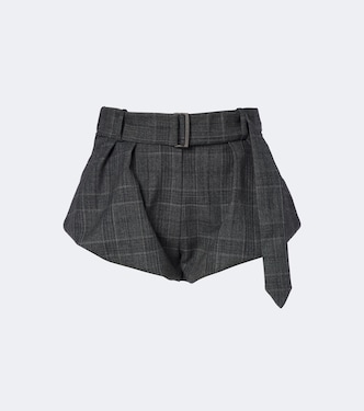 Belted checked virgin wool shorts | Magda Butrym