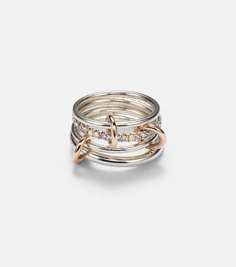 Nimbus sterling silver linked rings with sapphires, tanzanite and white diamonds | Spinelli Kilcollin