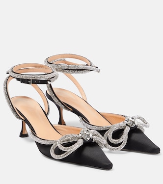 Double Bow 65 embellished satin pumps | Mach & Mach
