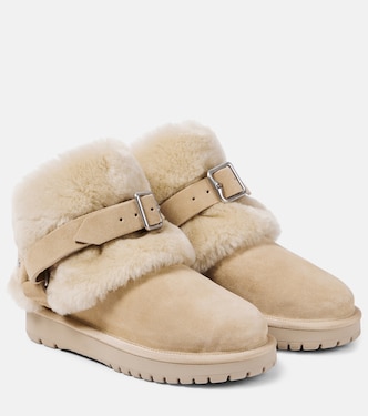 Shearling-trimmed suede ankle boots | Burberry