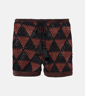 Malia crochet high-rise cotton shorts | Anna Kosturova