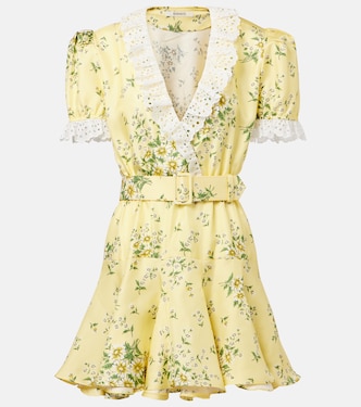 فستان قصير من الساتان مع تطريز إنجليزي  | Rodarte