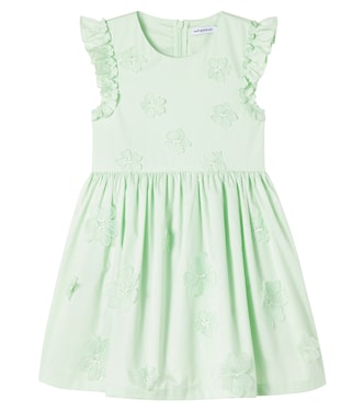 Floral-appliqué cotton dress | Self-Portrait Kids