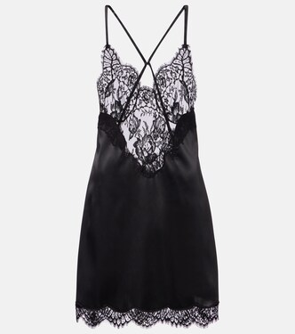 Vestido lencero de satén con encaje | Dolce&Gabbana