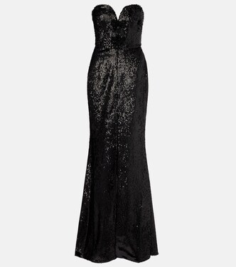 Robe longue en soie mélangée à sequins | Elie Saab