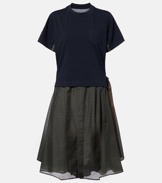Jersey-paneled midi dress | Sacai