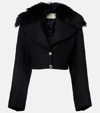 Fur-trimmed wool-blend jacket | Blumarine