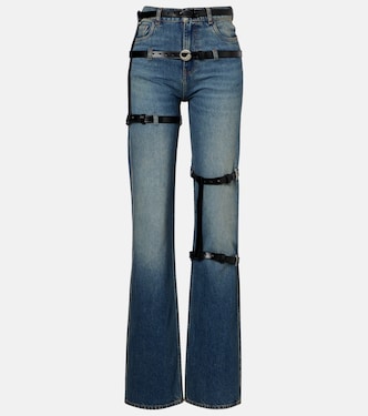 Leather-trimmed straight jeans  | Coperni