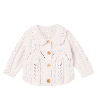 Baby Khellana cable-knit floral cardigan | Louise Misha