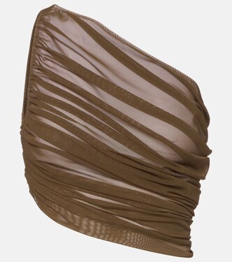 Diana ruched asymmetric crop top | Norma Kamali