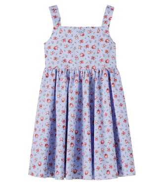 Floral gingham cotton poplin dress | Dolce&Gabbana Kids