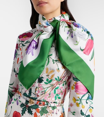 Gucci Flora silk twill scarf in multicoloured - Gucci | Mytheresa