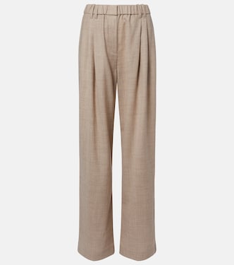 Pantalones anchos de lana virgen con cuentas Monili | Brunello Cucinelli