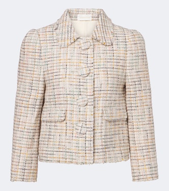Checked cotton-blend cropped jacket | Shushu/Tong