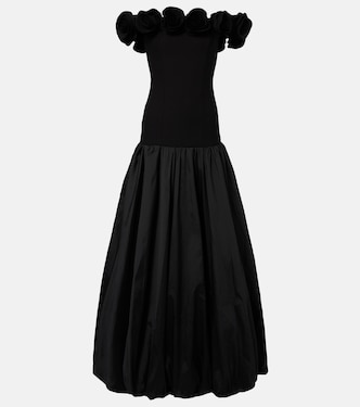 Maxikleid aus Crêpe mit floralen Applikationen | Rotate